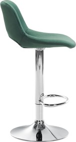 Barová stolička Camden - zamat, chróm rám - Zelená