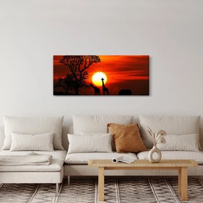 Obraz - Siluety zvierat pri západe slnka (120x50 cm)