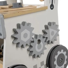 ISO Trade Detská dielňa 3 v 1 s dreveným náradím – chodítko, dielnička a úložný vozík 3+