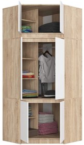 Nadstavec na rohovú šatníkovú skriňu CLP 100 cm dub sonoma/biela
