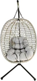 CH SKLADACIA ZÁVESNÁ STOLIČKA DRIM – ŠEDÁ, ŠEDÝ VANKÚŠ, ČIERNY RÁM