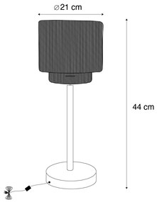 Japandi stolná lampa čierna s hnedým lanom - Smilla