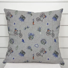 Biante Dekoračná obliečka na vankúš PML-097 Levandule a bicykle na sivom režnom 70 x 90 cm