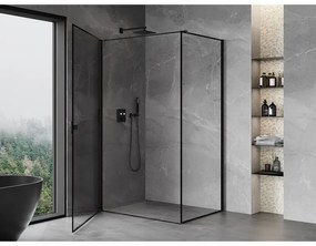 Mexen Mist-B, 1-krídlový výklopný sprchový kút, ľavý, 90 x 95 cm, číre sklo-čierny rám, 8A2T-090-095-70-70-L