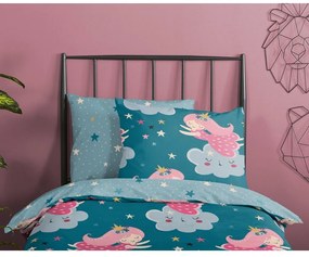 Bavlnené detské obliečky do postieľky v petrolejovej farbe 120x150 cm Princesse – Good Morning