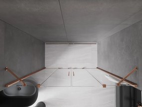 Mexen Velar Duo, posuvné dvere do otvoru 200x200 cm, 8mm číre sklo, ružové zlato, 871-200-000-02-60