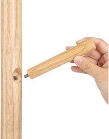 Voľne stojaci vešiak na kabáty a klobúky, s 8 háčikmi, prírodná farba