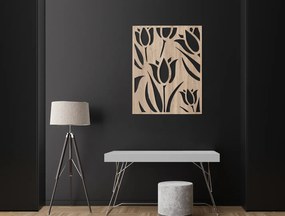 drevko Drevený obraz Rozkvitnuté tulipány Rozmer obrazu: 41,5 x 32,5 cm, Farba dekorácie: Čierna