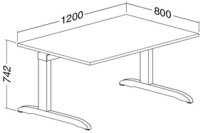 Stôl ProOffice C 80 x 120 cm, buk