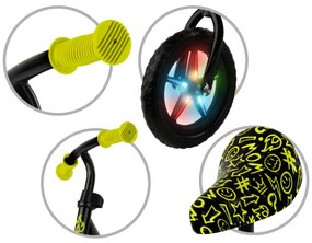 Kidwell Rebel LED balančný bicykel pre deti – LED ráfiky, EVA kolesá 28 cm, bez batérií
