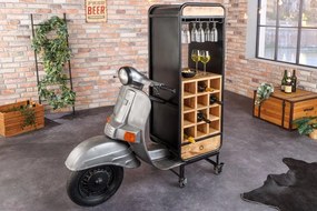 Dizajnová barová skrinka UPCYCLING SCOOTER 150 cm, strieborná mango