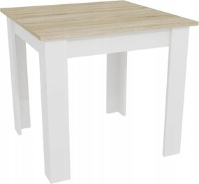 AKCIA Biely jedálenský stôl s doskou v dekore dub sonoma MADO 80x80 II. akosť