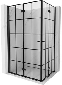 Mexen Mist-F Duo, skladací sprchový kút 110 x 75 cm, číre sklo-čierna mriežka, 8A6-110L-075P-70-77
