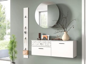 Predsieňová zostava Prismo (3-dielna), biela/biela lesk