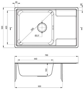 Deante Soul, 1-komorový nerezový drez 790x500x165 mm, dekor hladký, oceľová, DEA-ZEO_311C