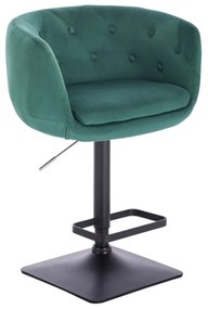 LuxuryForm DESIGN Barová stolička MONTANA VELUR na čiernej hranatej podstave - zelená