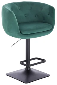 LuxuryForm DESIGN Barová stolička MONTANA VELUR na čiernej hranatej podstave - zelená
