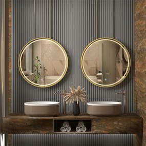 Tutumi Tutumi, okrúhle LED zrkadlo 90cm so zlatým rámom, MMJ GOLD 90cm, zlatá matná, HOM-02504
