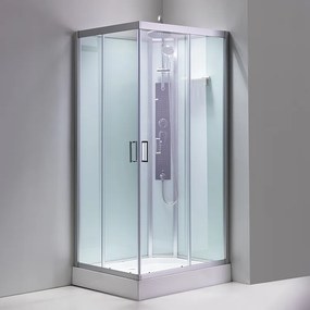 BPS-koupelny Hydromasážny box HYD-AL100 ľavý, 100x80 cm, kartáčovaný chróm/transparent
