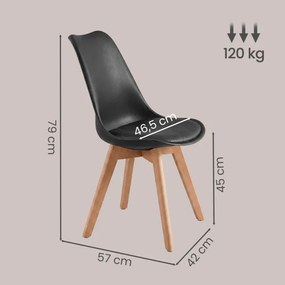 Set štyroch jedálenských stoličiek KDCB35888BH01 (4 ks) čierne / hnedé nohy