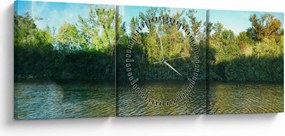 Obraz - jazero (s hodinami) (90x30 cm)