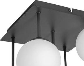 Moderné stropné svietidlo čierne s opálovým sklom 5-žiarovkové - Atény