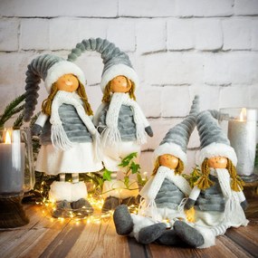 Vianočná dekorácia bábika 18 x 12 x 65 cm biela