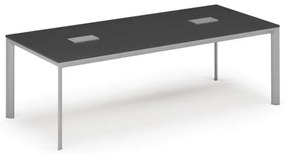 Stôl INVITATION 2400 x 1200 x 740, grafit + 2x stolná zásuvka TYP II, strieborná