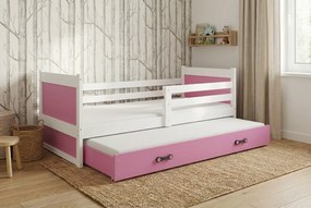Posteľ s prístelkou RICO 2 200x90 Biela - Ružová