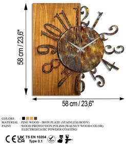 Nástenné hodiny 58x58 cm 1xAA drevo/kov