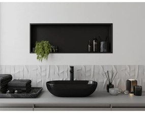 Mexen X-Wall-R, polička na zapustenie na obklad s golierom 90 x 30 cm, čierna matná, 1970903010