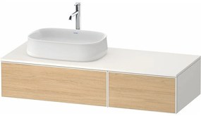 DURAVIT Zencha závesná skrinka pod umývadlo na dosku (umývadlo vľavo), 2 zásuvky, 1300 x 550 x 281 mm, dub prírodný/biela super matná, ZE4816030840000