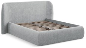 Svetlosivá čalúnená dvojlôžková posteľ s úložným priestorom s roštom 180x200 cm Hauke – Makamii