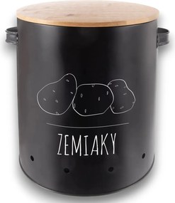 Orion Dóza na zemiaky, plech/bambus pr. 22,5 cm, BLACK SK