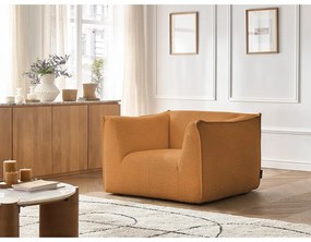 Kreslo z textílie buklé v horčicovej farbe Giorgia – Bobochic Paris