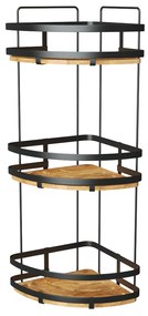 Polička do kúpeľne Blackacia3, akácia/s čiernymi prvkami