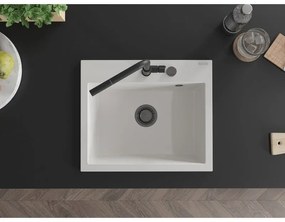 Mexen Oscar, 1-komorový granitový drez 580x490x205 mm, biela, 6519581000-20-B