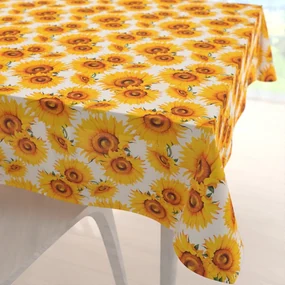 Biante Dekoračný štvorcový obrus PML-102 Slnečnice na bielom 80x80 cm