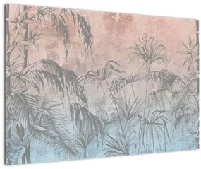 Obraz - Tropické rastliny na stene (90x60 cm)