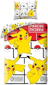 Bavlnené posteľné obliečky Pokémon Pikachu No. 025 - 100% bavlna - 70 x 90 cm + 140 x 200 cm