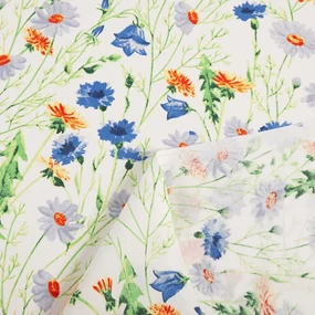 Biante Bavlnený záves Sandra SA-601 Margaréty a zvončeky na bielom 150x240 cm