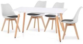 Biely jedálenský set 1+4, stôl BERGEN 140 + stolička BALI MARK