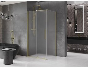 Mexen Velar, sprchový kút s posuvnými dverami 130 x 85 cm, 8mm sklo námraza, zlatá matná, 871-130-085-31-55