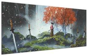 Obraz - Ilustrácie záhrady mečov (120x50 cm)
