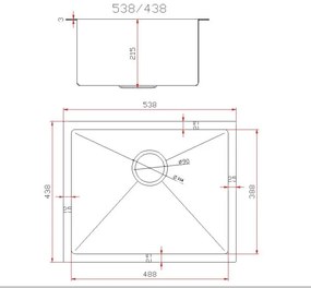 Gamma Gamma, 1-komorový nerezový drez 540x440x210 mm, čierna, GMA-S5444-BK