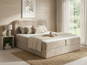 Čalúnená posteľ boxspring FORENA 160x200 cm béžová Matrac: Bonell pružinová matrac