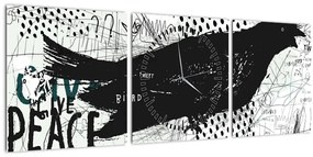 Obrázok - Street art - bird (s hodinami) (90x30 cm)