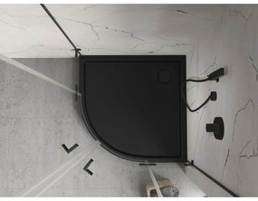 Mexen Flow+, štvrťkruhová sprchová vanička 90 x 90 cm, čierna matná, 46Q709090H