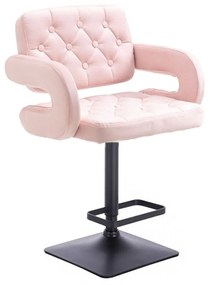 LuxuryForm DESIGN Barová stolička ADRIA VELUR na čiernej hranatej podstave - ružová