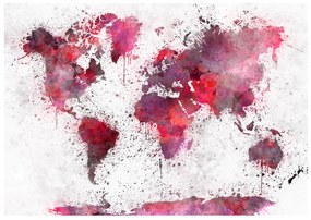 Artgeist Fototapeta - World Map: Red Watercolors Veľkosť: 343x245, Verzia: Samolepiaca